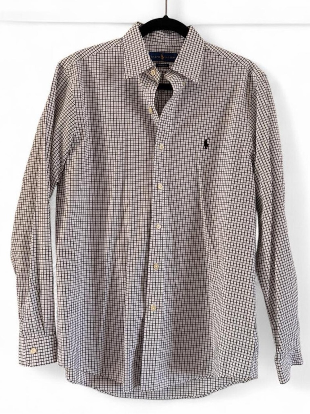 Polo Ralph Lauren Black & White Check Long-Sleeve Dress Shirt- Size M